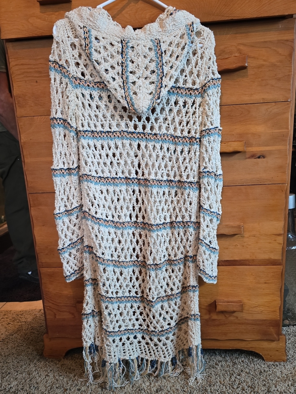 Free People Love Me Tender Hooded Fringe Cardigan Cream S - Picture 7 of 7